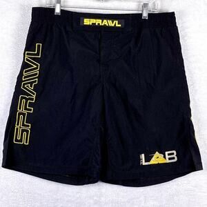 Sprawl Fight Shorts Mens 36 Black Yellow MMA Wrestling Grappling Jiu Jitsu Gym